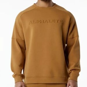 Men’s ALPHALETE Crewneck Sweater Size Large Alphalete  ELMTS light brown Almond